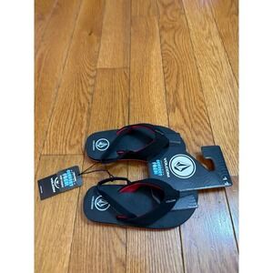 Volcom Recliner Sandals Comfort Foam Little Youth Black Red Size 11 NEW